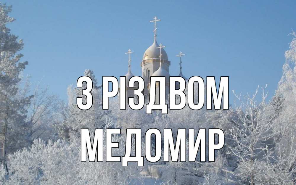 Открытка на каждый день з підписом, Медомир З Різдвом храм, зима, лес, церковь Прикольна листівка з побажанням онлайн скачати безкоштовно 