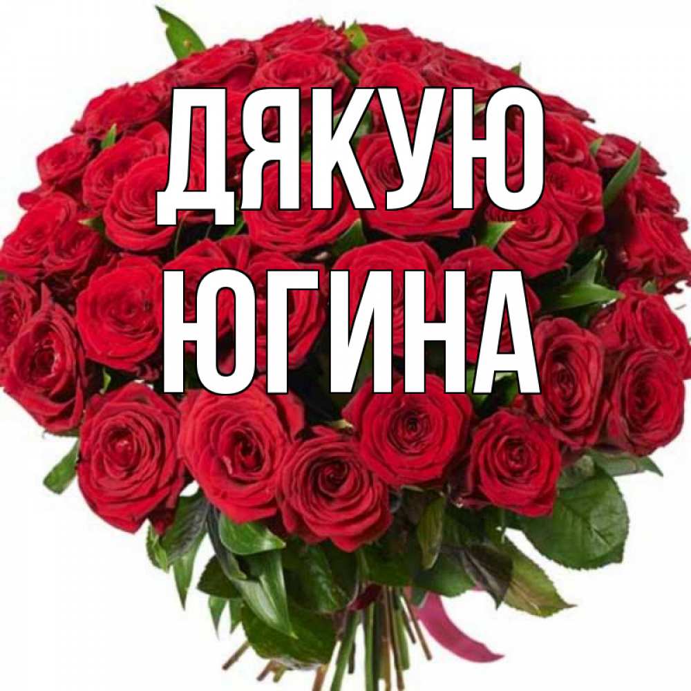 Открытка на каждый день з підписом, Югина Дякую букет красных роз Прикольна листівка з побажанням онлайн скачати безкоштовно 