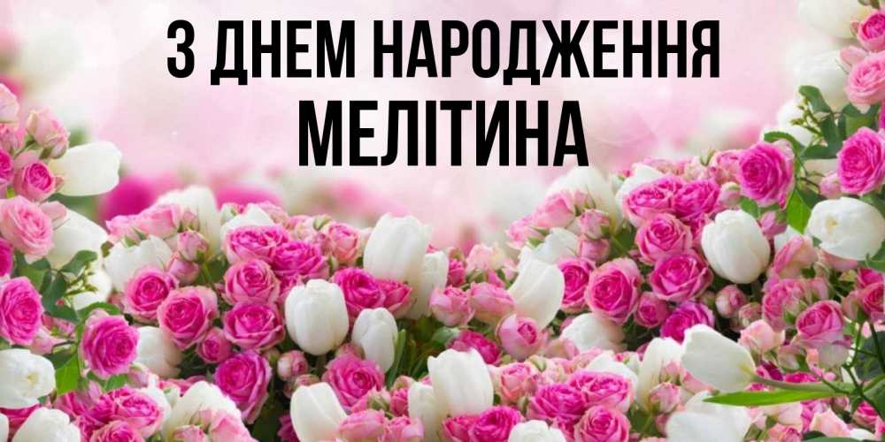Открытка на каждый день з підписом, Мелітина З Днем народження открытка с разными розами Прикольна листівка з побажанням онлайн скачати безкоштовно 