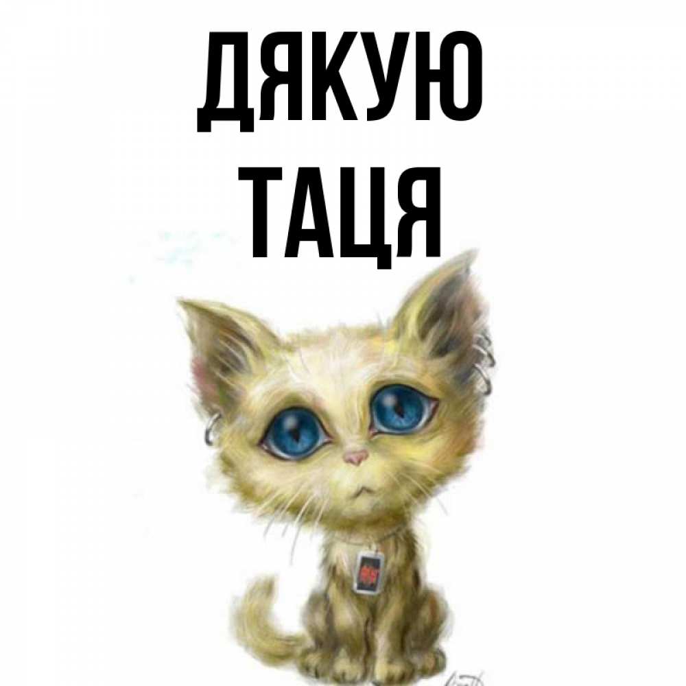 Открытка на каждый день з підписом, Таця Дякую рисованный кот благодарит вас Прикольна листівка з побажанням онлайн скачати безкоштовно 