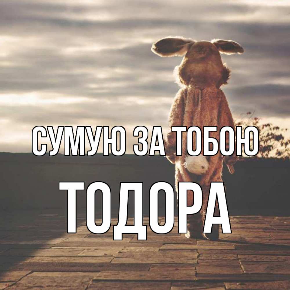 Открытка на каждый день з підписом, Тодора Сумую за тобою даже в костюме зайца Прикольна листівка з побажанням онлайн скачати безкоштовно 