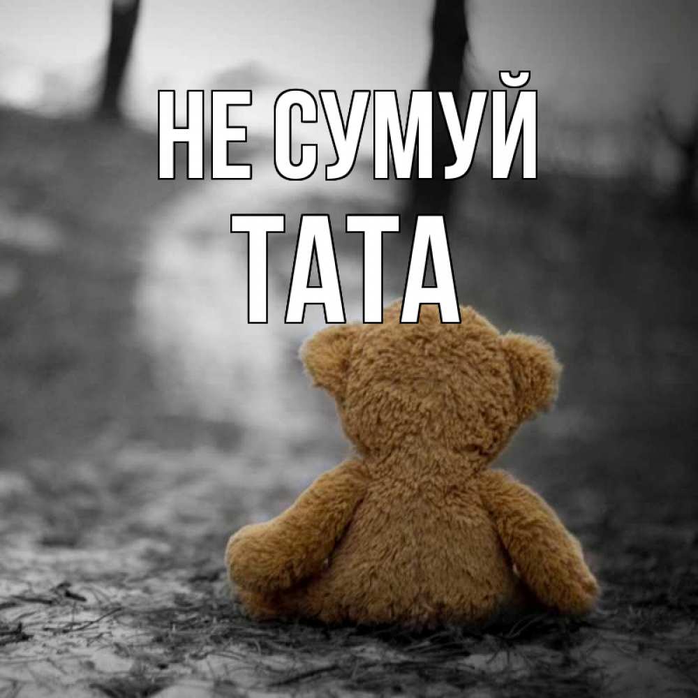 Открытка на каждый день з підписом, Тата Не сумуй медведь со спин Прикольна листівка з побажанням онлайн скачати безкоштовно 