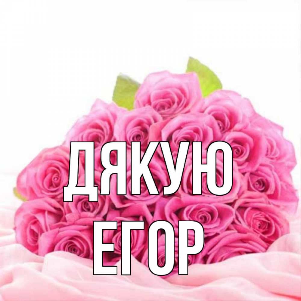 Открытка на каждый день з підписом, Егор Дякую розовые розы с подписью Прикольна листівка з побажанням онлайн скачати безкоштовно 
