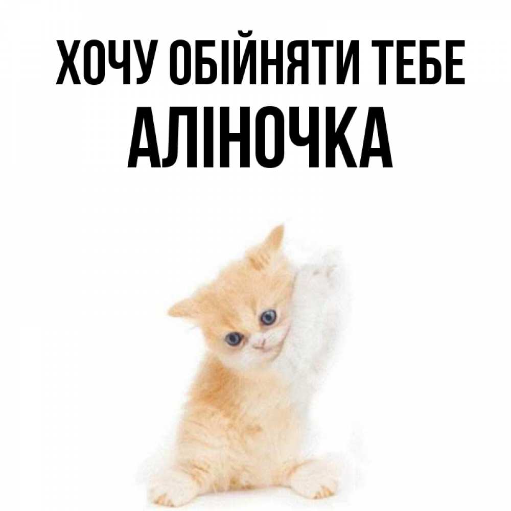Открытка на каждый день з підписом, Аліночка Хочу обійняти тебе я хочу очень скорее обнимаешек Прикольна листівка з побажанням онлайн скачати безкоштовно 