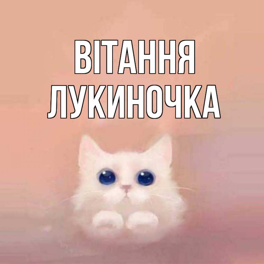 Открытка на каждый день з підписом, Лукиночка Вітання котик белый в полете Прикольна листівка з побажанням онлайн скачати безкоштовно 