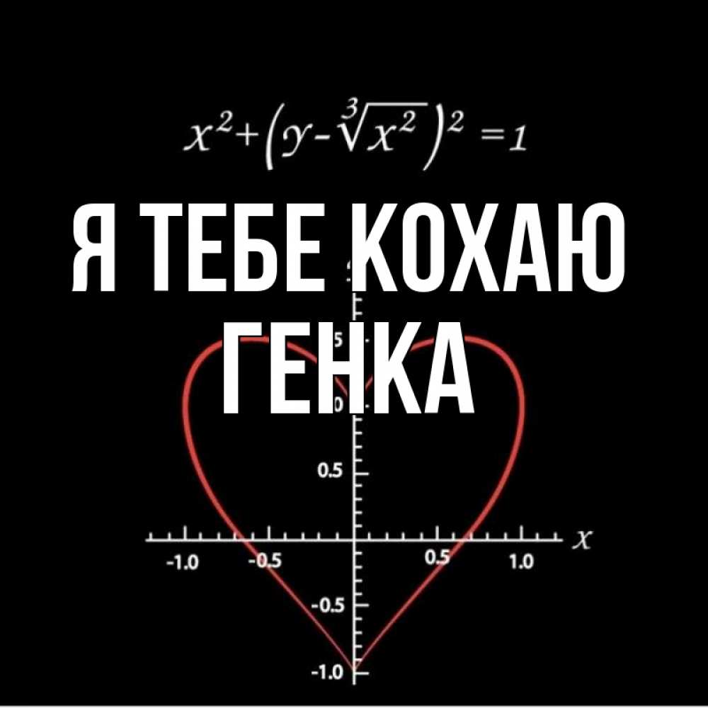 Открытка на каждый день з підписом, Генка Я тебе кохаю сердечная формула Прикольна листівка з побажанням онлайн скачати безкоштовно 