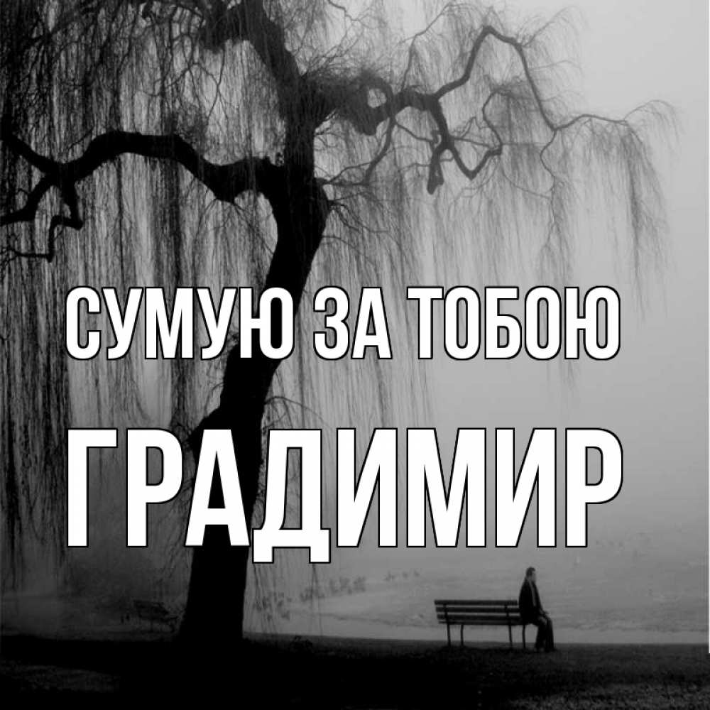 Открытка на каждый день з підписом, Градимир Сумую за тобою лавочка под деревом я жду тебя Прикольна листівка з побажанням онлайн скачати безкоштовно 