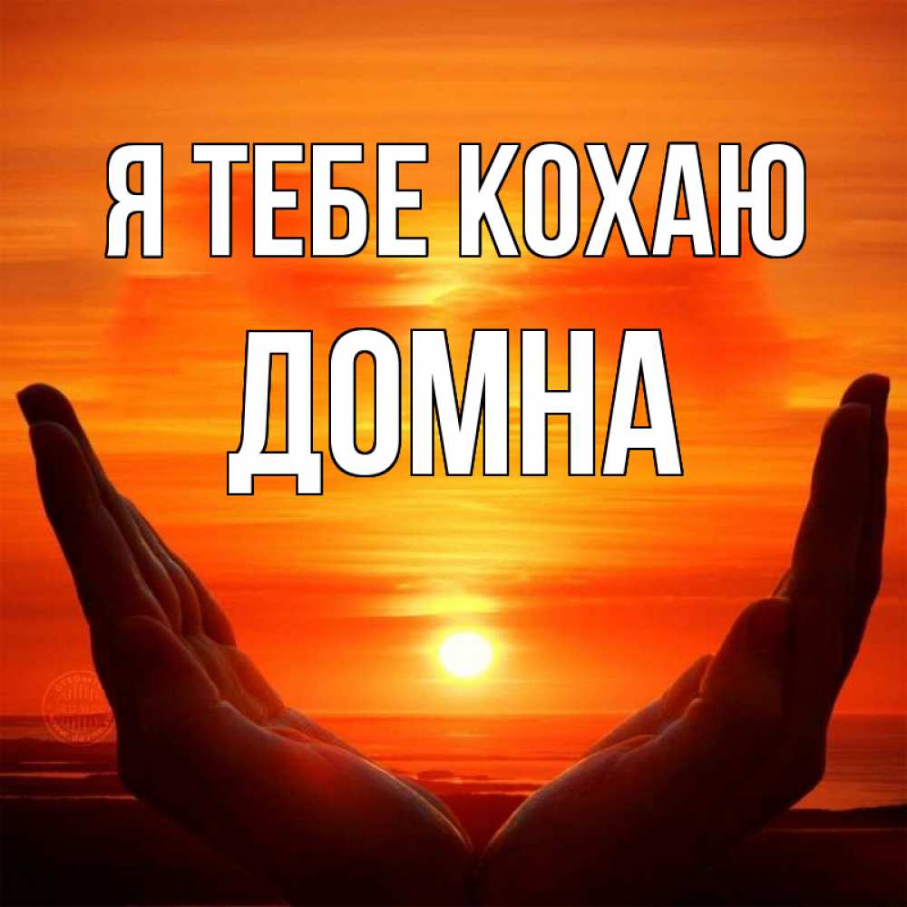 Открытка на каждый день з підписом, Домна Я тебе кохаю в руках Прикольна листівка з побажанням онлайн скачати безкоштовно 