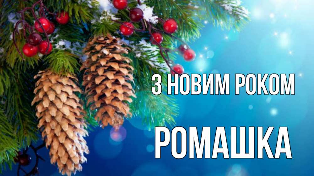 Открытка на каждый день з підписом, Ромашка З новим роком Новый год, ель, шишки Прикольна листівка з побажанням онлайн скачати безкоштовно 
