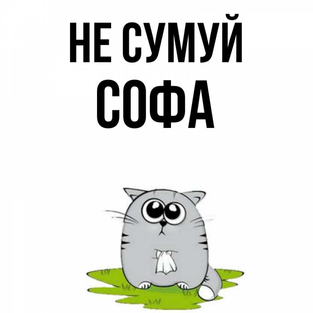 Открытка на каждый день з підписом, Софа Не сумуй грустный котяра Прикольна листівка з побажанням онлайн скачати безкоштовно 