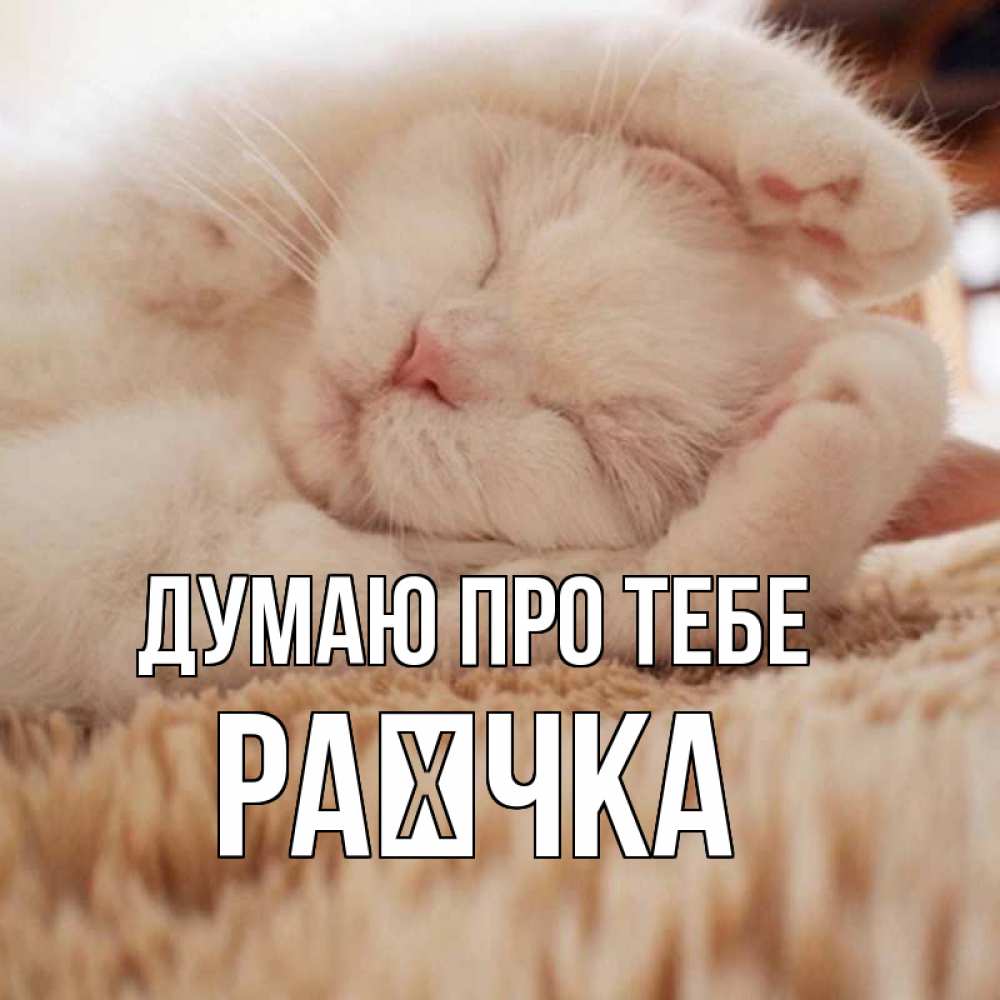 Открытка на каждый день з підписом, Раєчка Думаю про тебе для любимой девушки милота Прикольна листівка з побажанням онлайн скачати безкоштовно 
