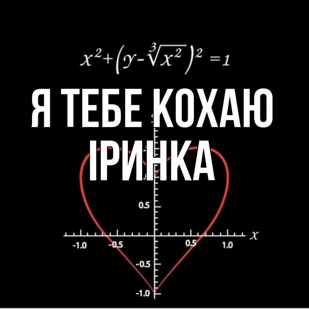 Открытка на каждый день з підписом, Іринка Я тебе кохаю сердечная формула Прикольна листівка з побажанням онлайн скачати безкоштовно 
