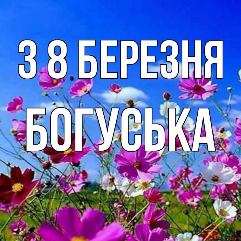Открытка на каждый день з підписом, Богуська З 8 БЕРЕЗНЯ цветы Прикольна листівка з побажанням онлайн скачати безкоштовно 