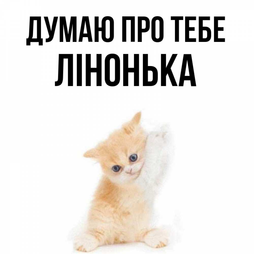 Открытка на каждый день з підписом, Лінонька Думаю про тебе зверушки и милота Прикольна листівка з побажанням онлайн скачати безкоштовно 