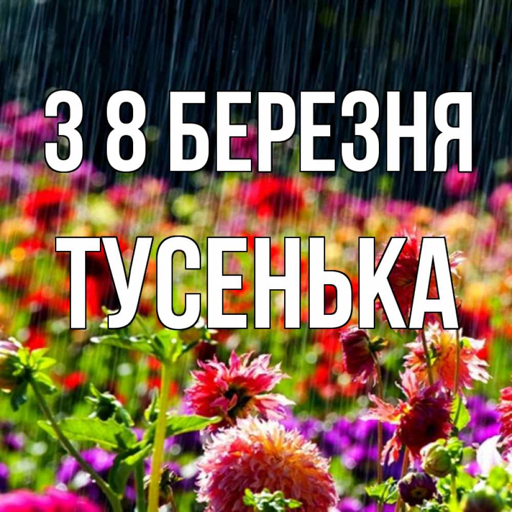 Открытка на каждый день з підписом, Тусенька З 8 БЕРЕЗНЯ цветы под дождиком к международному женскому дню Прикольна листівка з побажанням онлайн скачати безкоштовно 