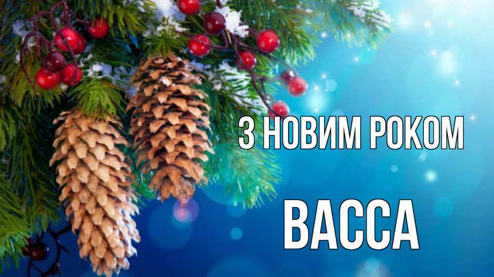 Открытка на каждый день з підписом, Васса З новим роком Новый год, ель, шишки Прикольна листівка з побажанням онлайн скачати безкоштовно 