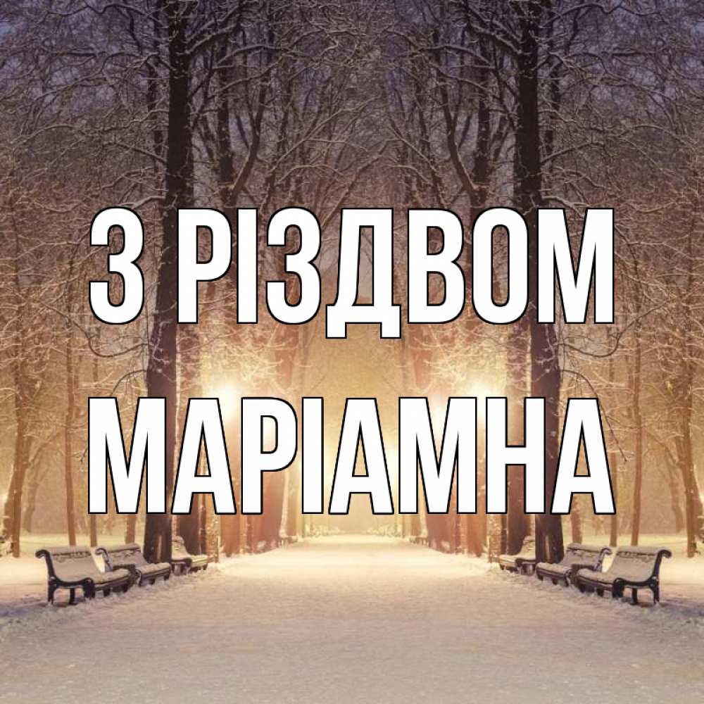 Открытка на каждый день з підписом, Маріамна З Різдвом зима, парк, фонарь, лес Прикольна листівка з побажанням онлайн скачати безкоштовно 