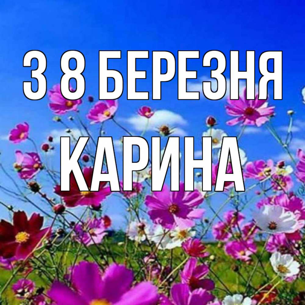 Открытка на каждый день з підписом, Карина З 8 БЕРЕЗНЯ цветы Прикольна листівка з побажанням онлайн скачати безкоштовно 