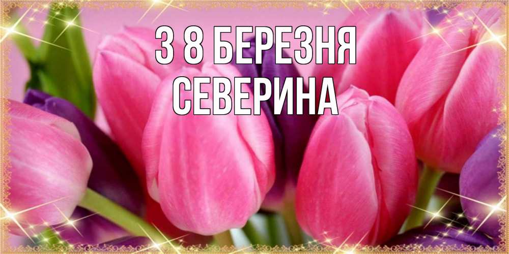 Открытка на каждый день з підписом, Северина З 8 БЕРЕЗНЯ тюльпаны для женщины на международный женский день Прикольна листівка з побажанням онлайн скачати безкоштовно 