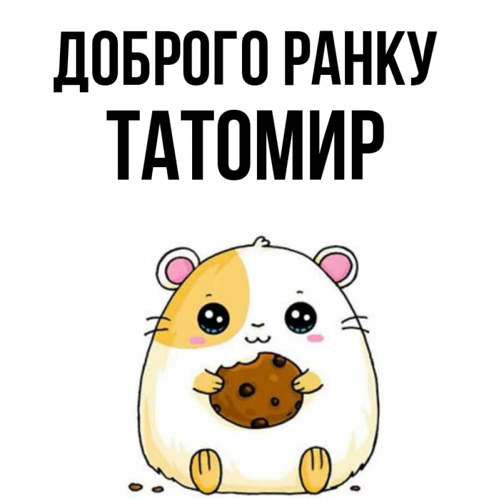 Открытка на каждый день з підписом, Татомир Доброго ранку есть печеньку. Утречко Прикольна листівка з побажанням онлайн скачати безкоштовно 