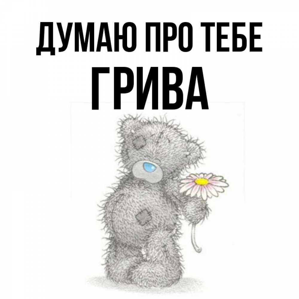 Открытка на каждый день з підписом, Грива Думаю про тебе мысли только о тебе Прикольна листівка з побажанням онлайн скачати безкоштовно 