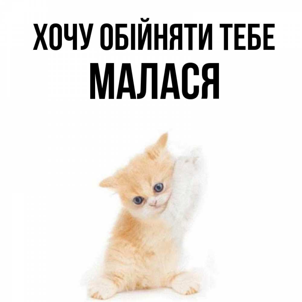 Открытка на каждый день з підписом, Малася Хочу обійняти тебе я хочу очень скорее обнимаешек Прикольна листівка з побажанням онлайн скачати безкоштовно 