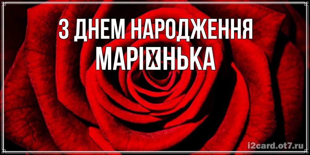 Открытка на каждый день з підписом, Марієнька З Днем народження алая роза Прикольна листівка з побажанням онлайн скачати безкоштовно 