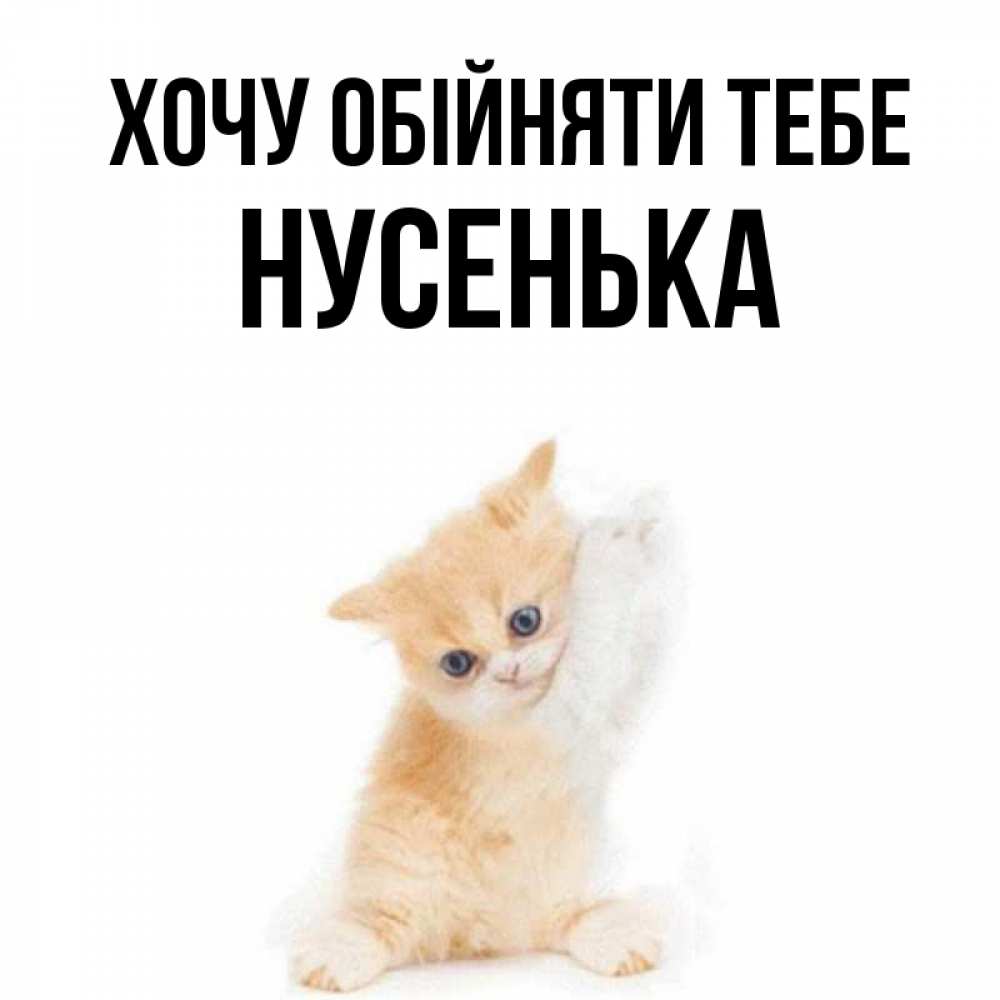 Открытка на каждый день з підписом, Нусенька Хочу обійняти тебе я хочу очень скорее обнимаешек Прикольна листівка з побажанням онлайн скачати безкоштовно 
